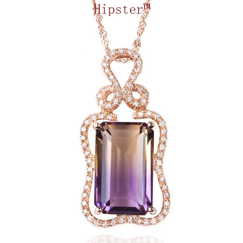 Jewelry Set Fully-Inlaid Natural Color Gemstone Pendant Square Amethyst Ring Two-Piece Set