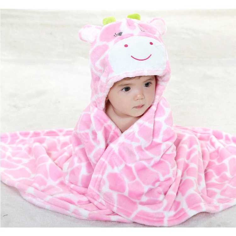 Selimut Topi Karakter Selimut Bayi Double Fleece Selimut Hoodie Bulu Bayi 3D Hoodie Blanket