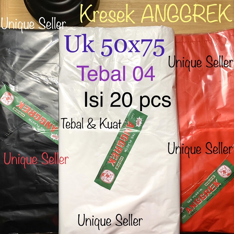 Kresek Anggrek 50x75 Tebal 04 isi 20 pcs / Kantong Plastik Anggrek Uk 50 Merah Putih Hitam Tebal / Kresek Tebal Merah 50x75 x 04 / Kresek HD Anggrek 50 x 75 x 04 / Kantong Plastik uk 50 / Kantong Kresek Uk 50