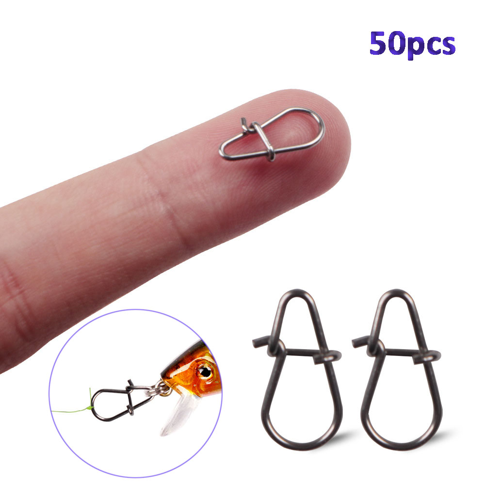 Lanfy 50 Pcs Klip Konektor Umpan Pancing Bahan Stainless Steel Ukuran 0.6mm