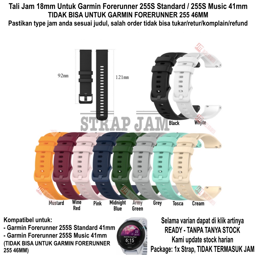 OYE Tali Jam Garmin Forerunner 255S / Music 41mm - Strap 18mm Rubber Silikon Lentur Nyaman