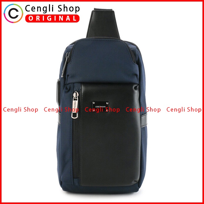 TAS SELEMPANG DADA/BADAN PRIA OBERMAIN SLING CHEST/BODY BAG ORIGINAL ORIGINAL BIRU NAVY BLUE OM026