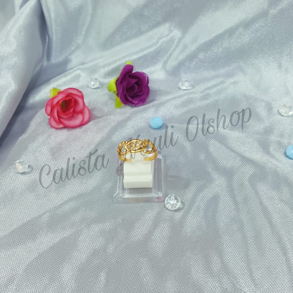 SET DEWASA RANTAI PLAT 4 UKIR PERHIASAN EMAS  KOREA ANTI KARAT DAN ANTI LUNTUR