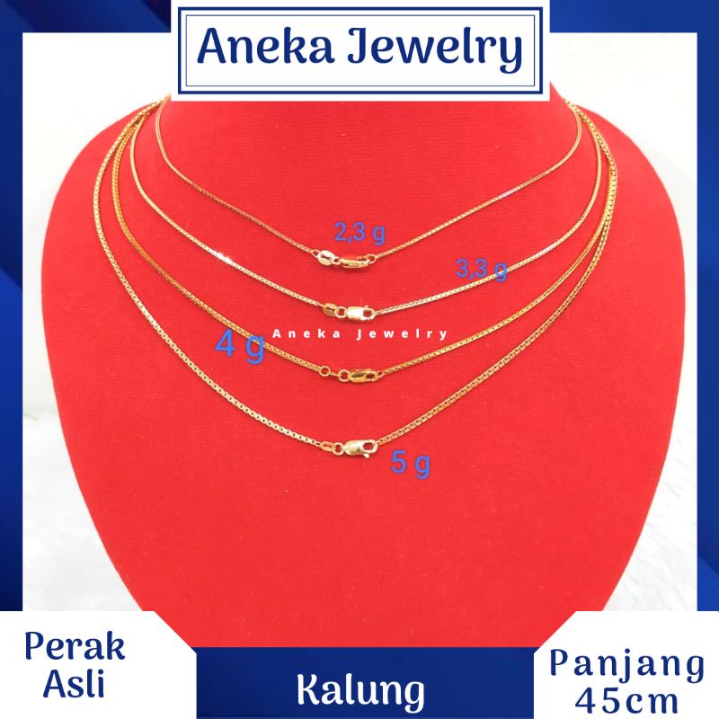 Kalung Italy Santa Variasi, Perak 925, Lapis Emas Kuning