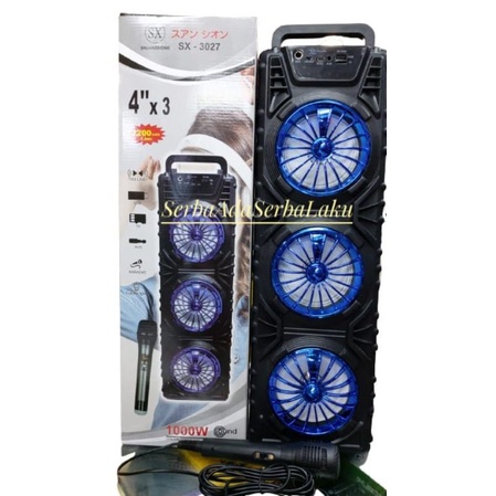 SPEAKER KARAOKE 3 TINGKAT SX-3027 (FREE MIC+KABEL USB) - BATERAI 2200 TAHAN 5 JAM NONSTOP -  SPEAKER TERBARU