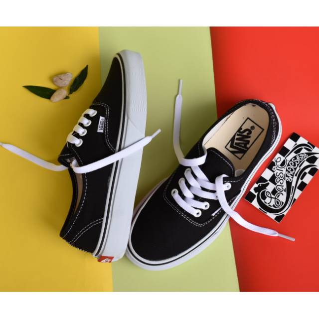 100% PREMIUM SEPATU VANS PRIA WANITA VANS AUTHENTIC BLACK WHITE