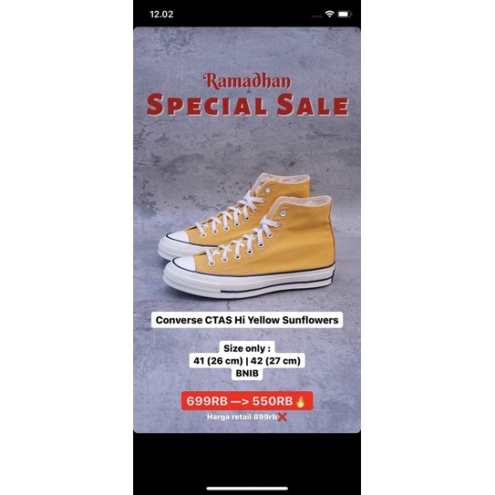 Converse CTAS HI Yellow sunflower