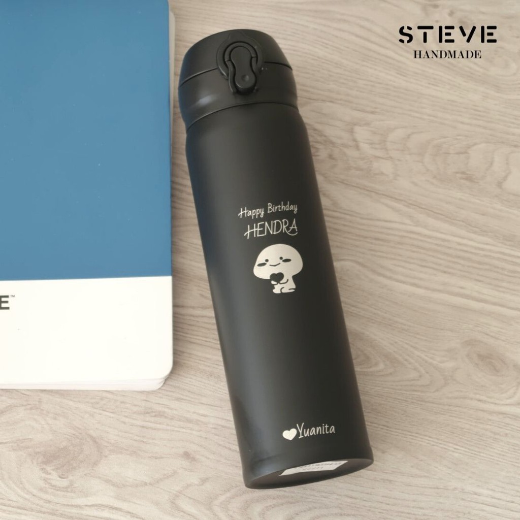Botol minum stainless termos vacuum tumbler travel mug TM0308 Black