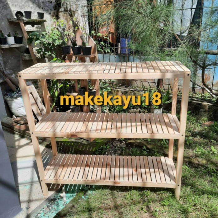 Rak Tanaman - Rak Multifungsi Organizer Rak Tanaman Kayu Jati Belanda