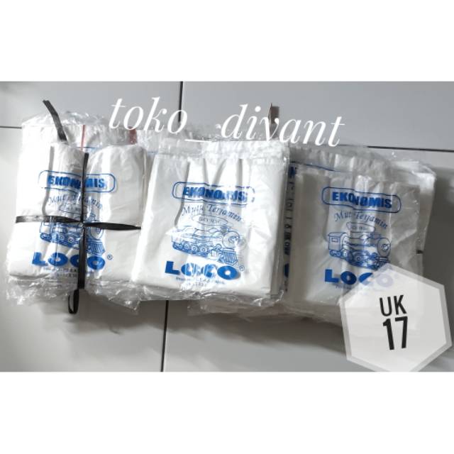 Kantong Plastik Loco ekonomis putih susu 15x30 -  17x33 loco ekonomis putih 15 17