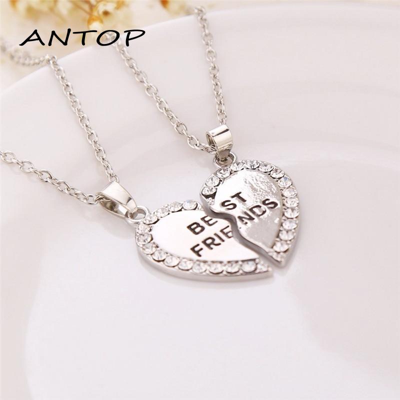 2pcs Kalung Couples Hip-Hop Pasangan/Sahabat Cinta Jahitan Kalung Rantai Klavikula Necklace ANTOP