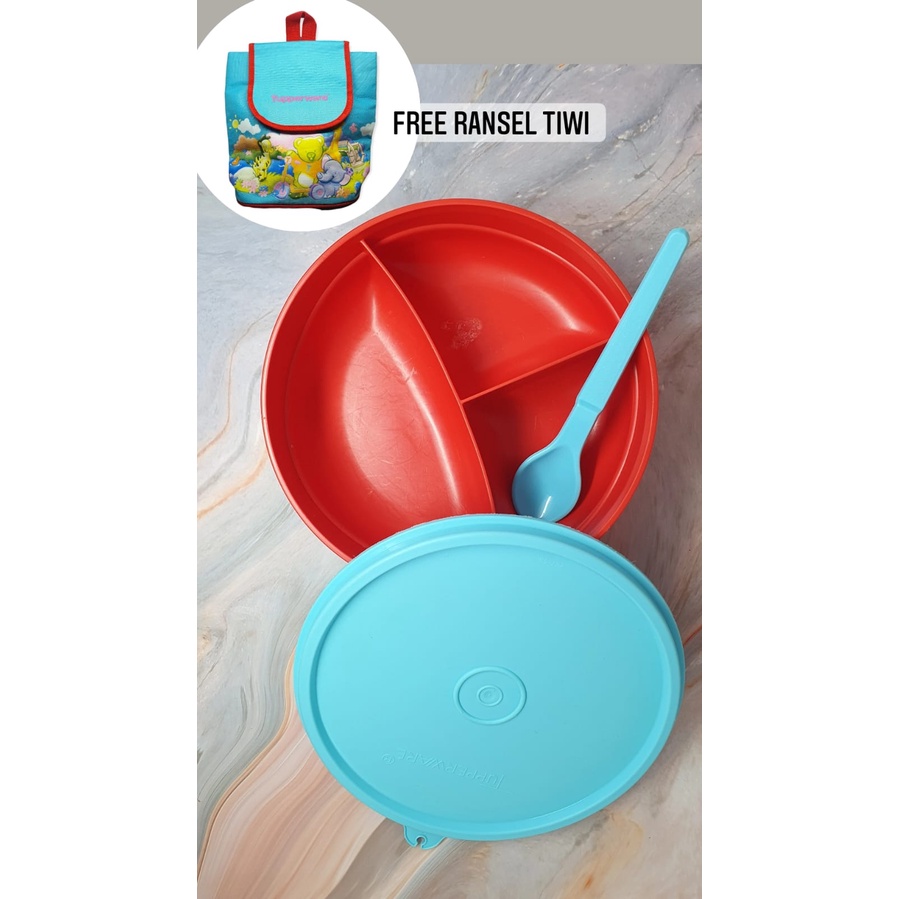 [FREE RANSEL] Tiwi n Friends TUPPERWARE Ransel Biru preloved - set tupperware / peralatan makan bayi