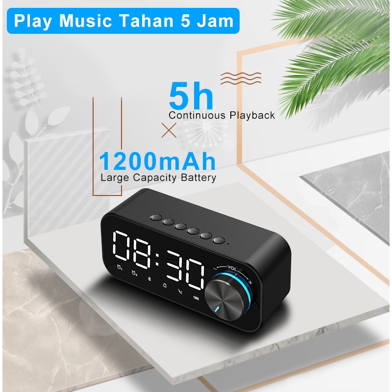 ColorCoral Speaker Bluetooth Portable Bass Jam Alarm Clock LED Display Spiker Bluetooth Speaker Wireless