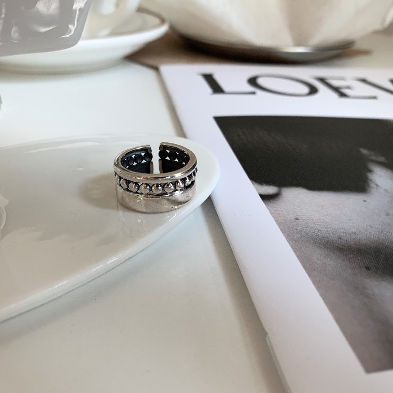 Cincin Model Terbuka Bahan Sterling silver 925 Desain Geometri / Hati / Bulat / Persegi Untuk Pria / Wanita