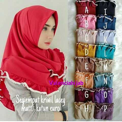 Hijab segiempat/Jilbab/kerudung Kriwil Lacey VALENCIA