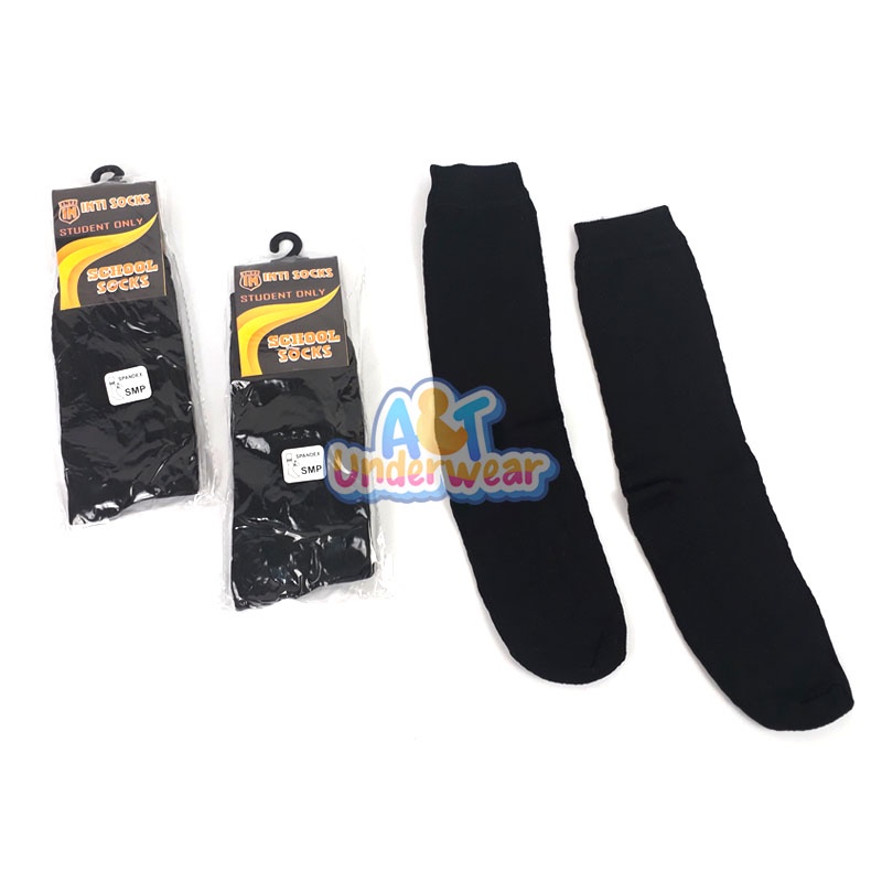 AT166-Kaos kaki Hitam Buat sekolah SD SMP SMA