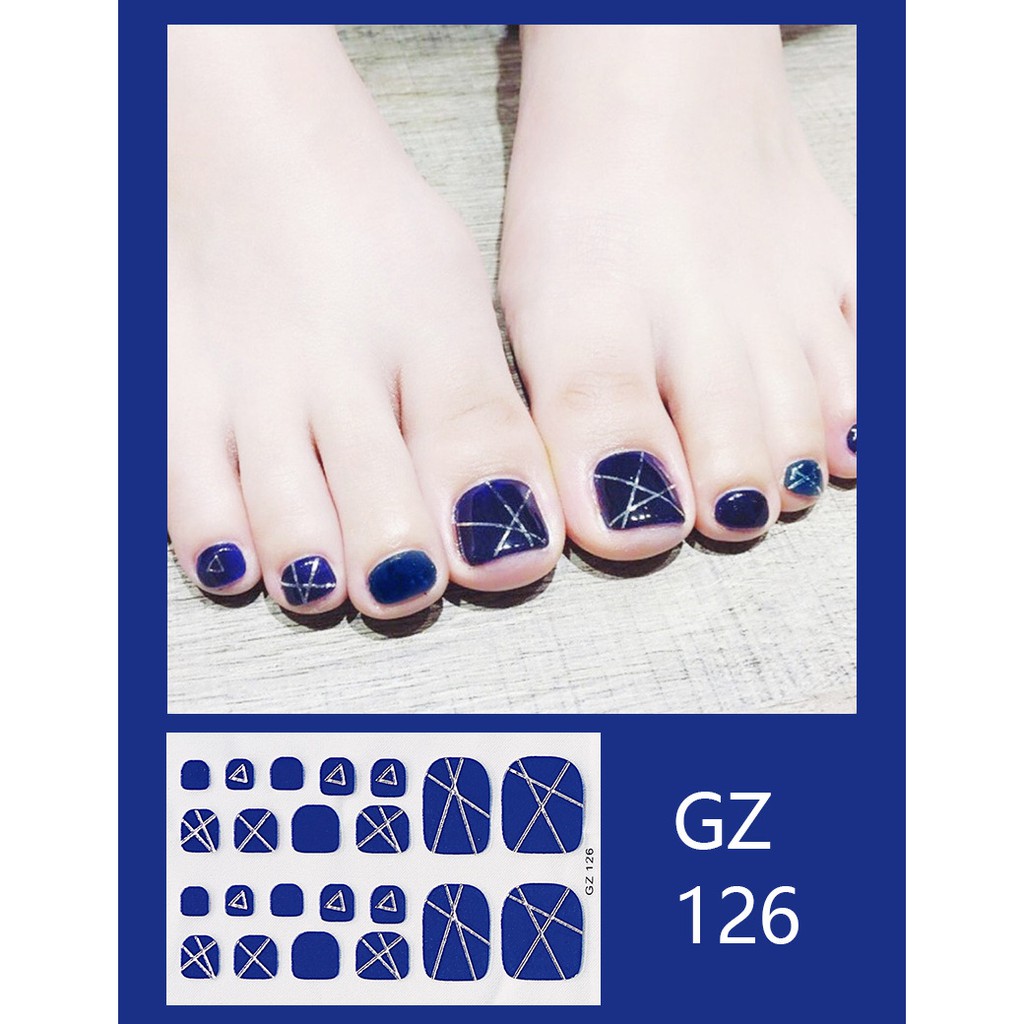 GZ Stiker kaki kuku 3D Kartun Motif Stiker Kuku Gambar Hiasan kuku Glitter Toenail Sticker 22PCS