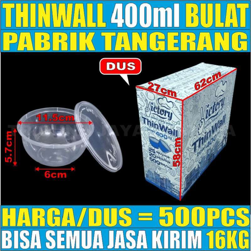 Thinwall Bulat 400ml Dus Ongkir Murah Semua Jasa Kirim Mangkuk Plastik 400 ml