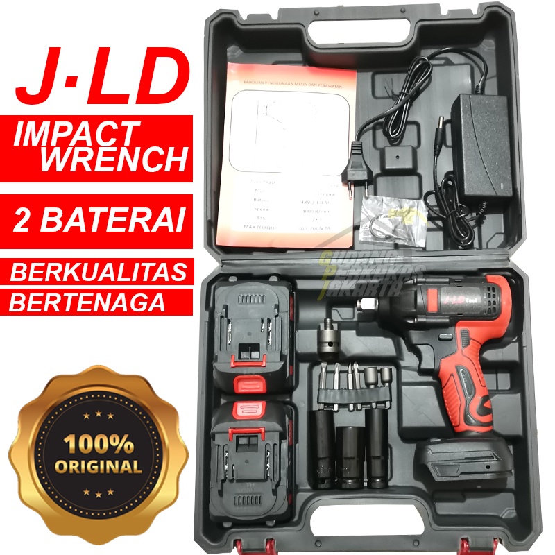 Jual Jld Cordless Impact Wrench Brushless Mesin Impact Pembuka Baut Elektrik 48v 2 Baterai 0707