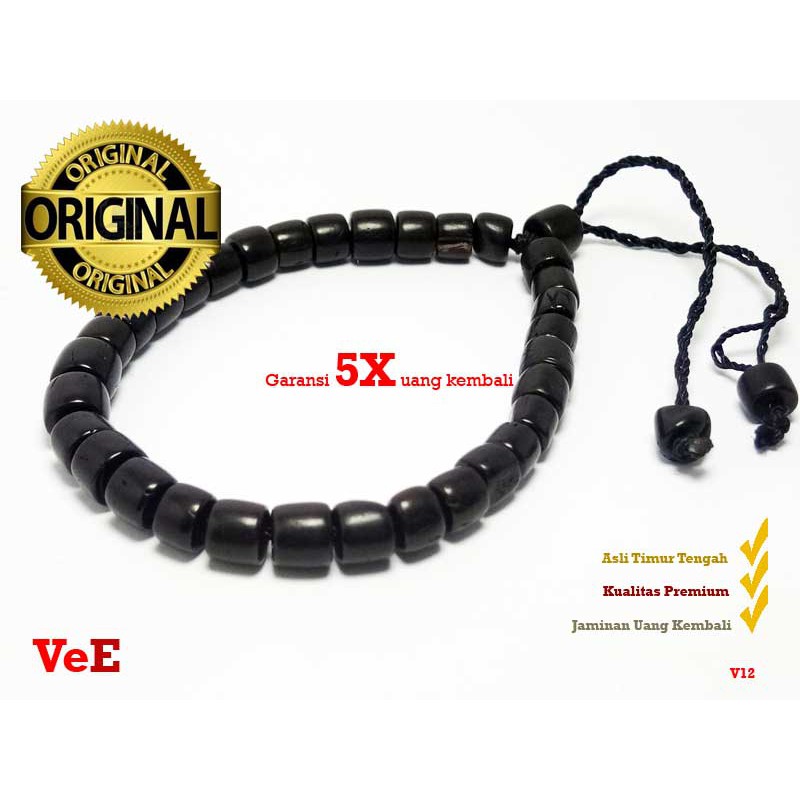 VeE Gelang Tasbih Terapi Kesehatan Pria / Wanita Kayu Kokka Kaukah- Kapsul Kecil  Hitam V12