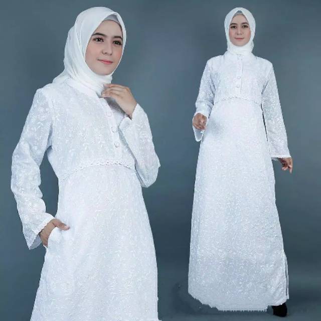 GAMIS PUTIH VARIASI RENDA