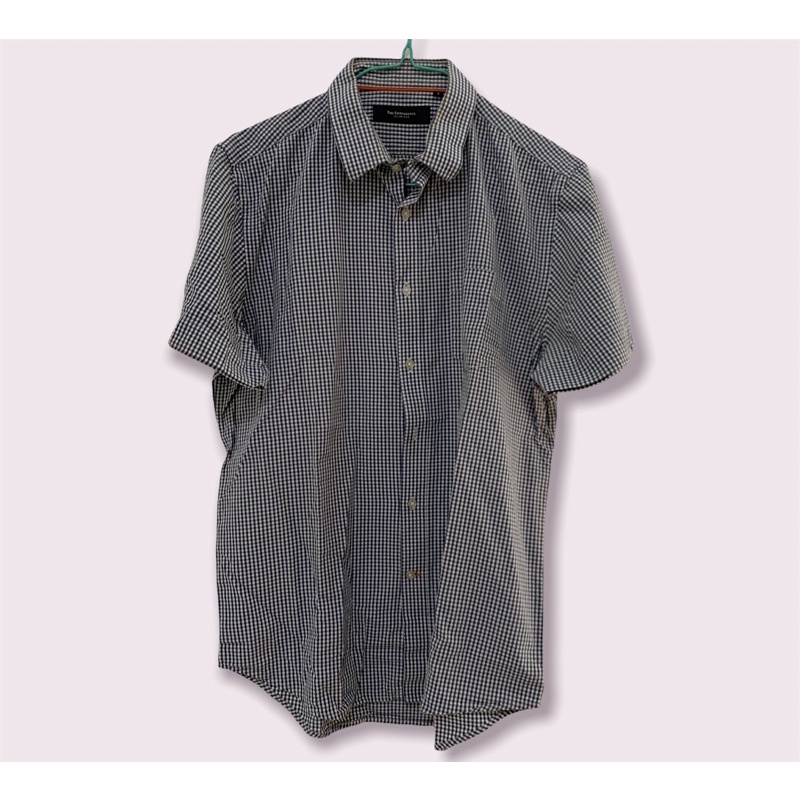 preloved atasan pria kemeja the executive murah temurah pakaian pria motif kotak kotak hitam lengan 