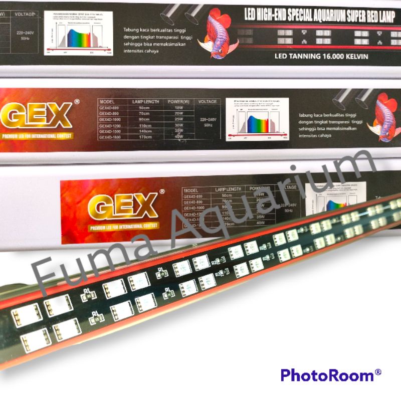 Lampu Tanning View Red Arwana + UV GEX 4D-800 T8 Double Led 16.000K 20watt Spesial Red