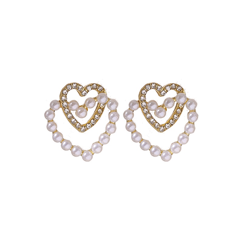 Sterling silver jarum Korea double cinta mutiara anting-anting XIAOXIANGFENG fashion tren elegan stu