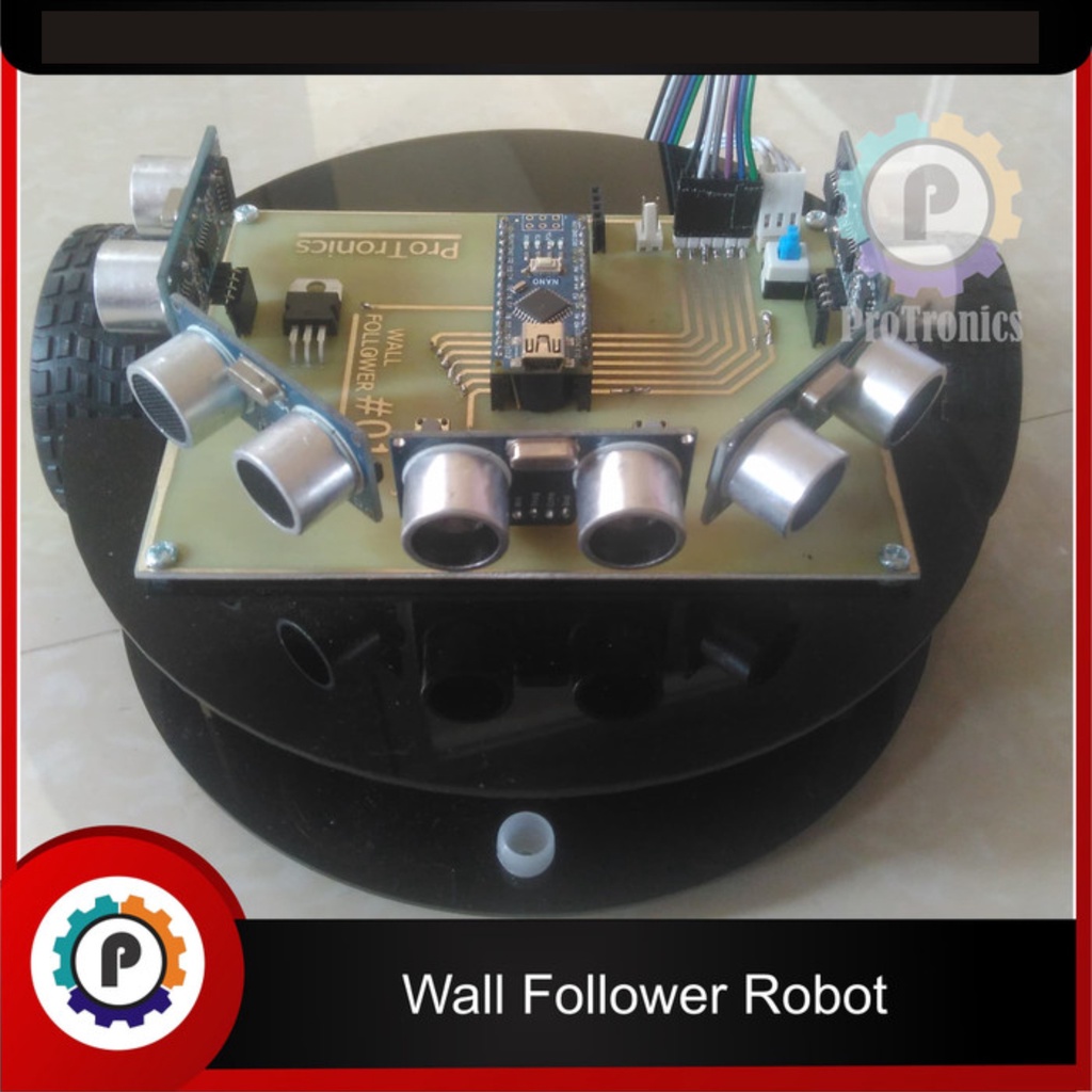 Robot Wall Follower Wall Tracer Ultrasonic HC-SR04 Arduino Nano