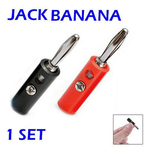 Jack Banana Bunga Standard Hitam Merah Steker Bis 4mm x 38mm BA-109B 1 Pair Banana red black