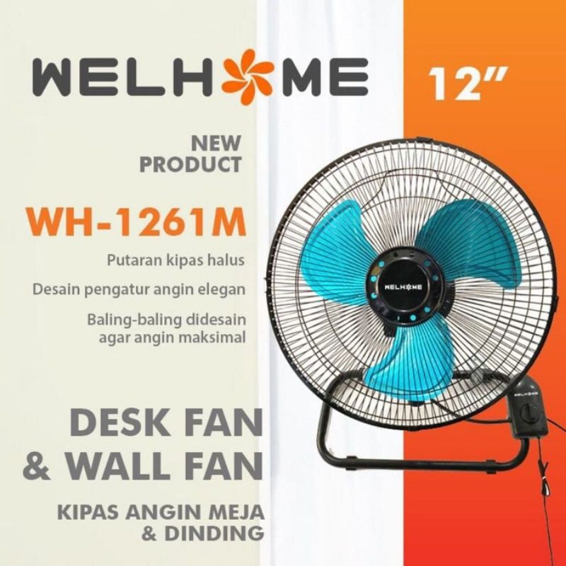 Kipas angin  / Kipas Angin desk Fan / Kipas Meja &amp; Dinding / Kipas Angin Besi Wellhome WH-1261M