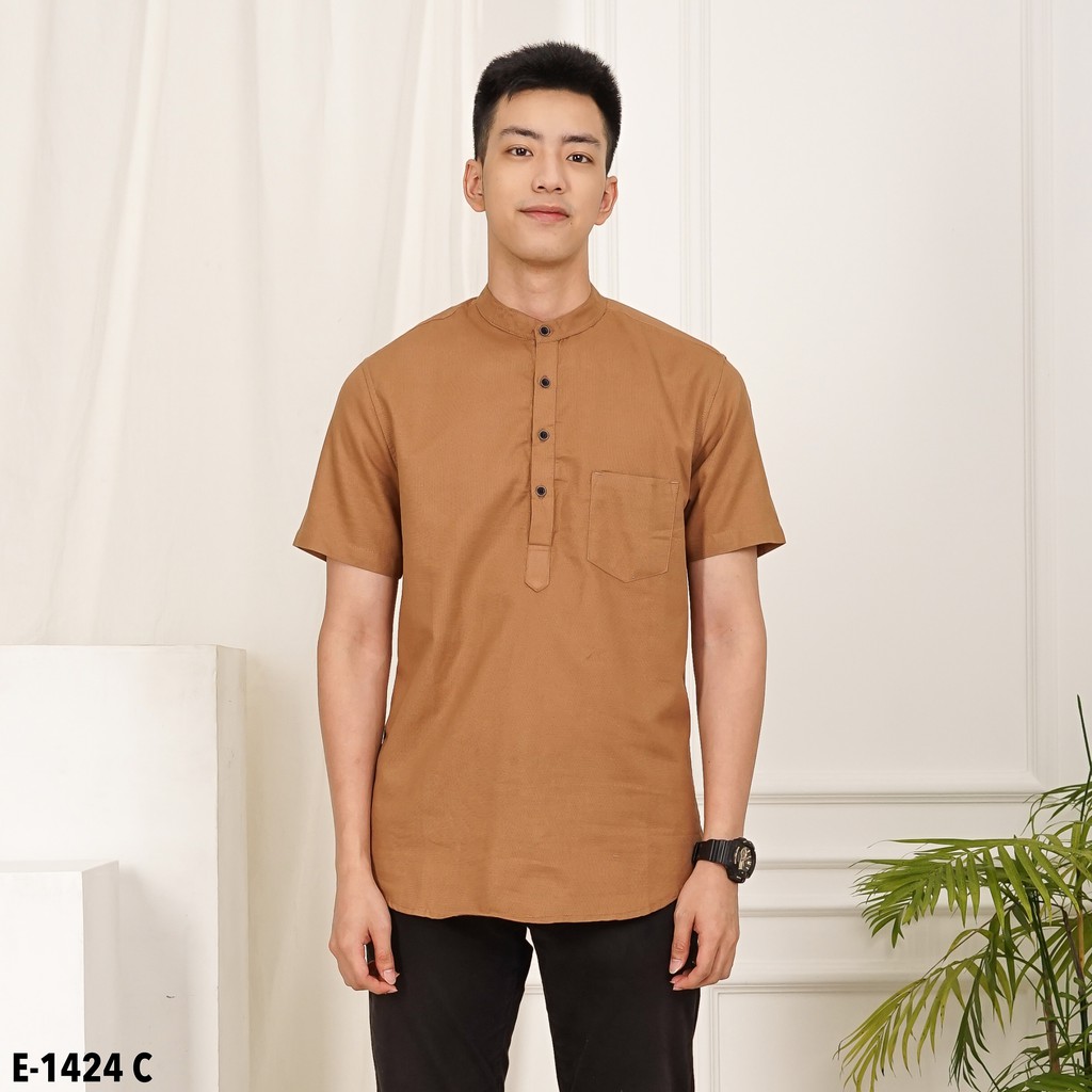 Menfashionhouse Baju Kemeja Koko Pria Lengan Pendek Polos
