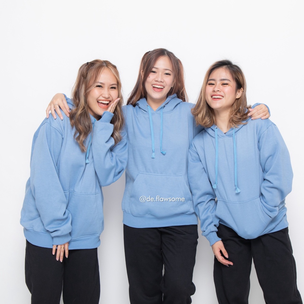 HOODIE JUMPER / PULLOVER HOODIE POLOS UNISEX COTTON FLEECE SIZE XXXL-XXXXL (HITAM, OLIVE, STEEL BLUE