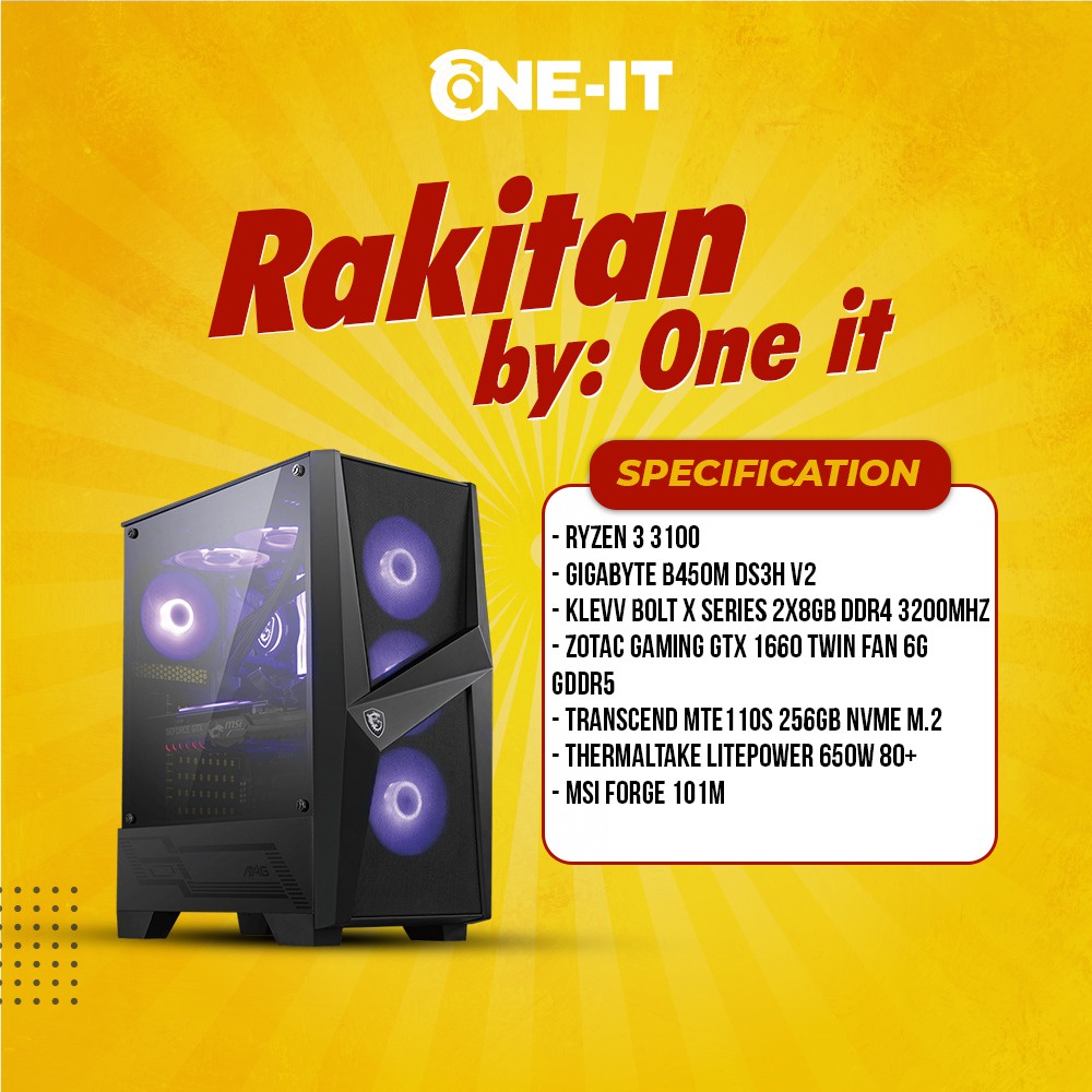 PC Rakitan Ryzen 3 3100 | gtx 1660 | RAM 16 GB | SSD 256 GB