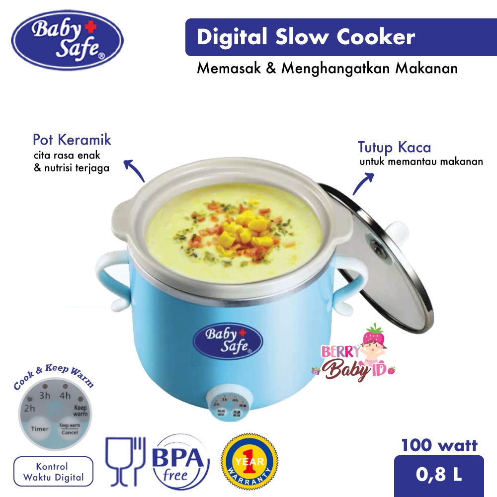 Baby Safe Digital Slow Cooker Multifungsi LB007 Perlengkapan MPASI BBS034 Berry Mart