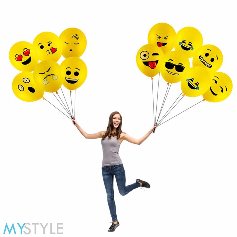 BALON LATEX EMOJI KUNING/MIX WARNA MIN 10 PCS BALON PESTA MURAH BALON ULANG TAHUN LUCU