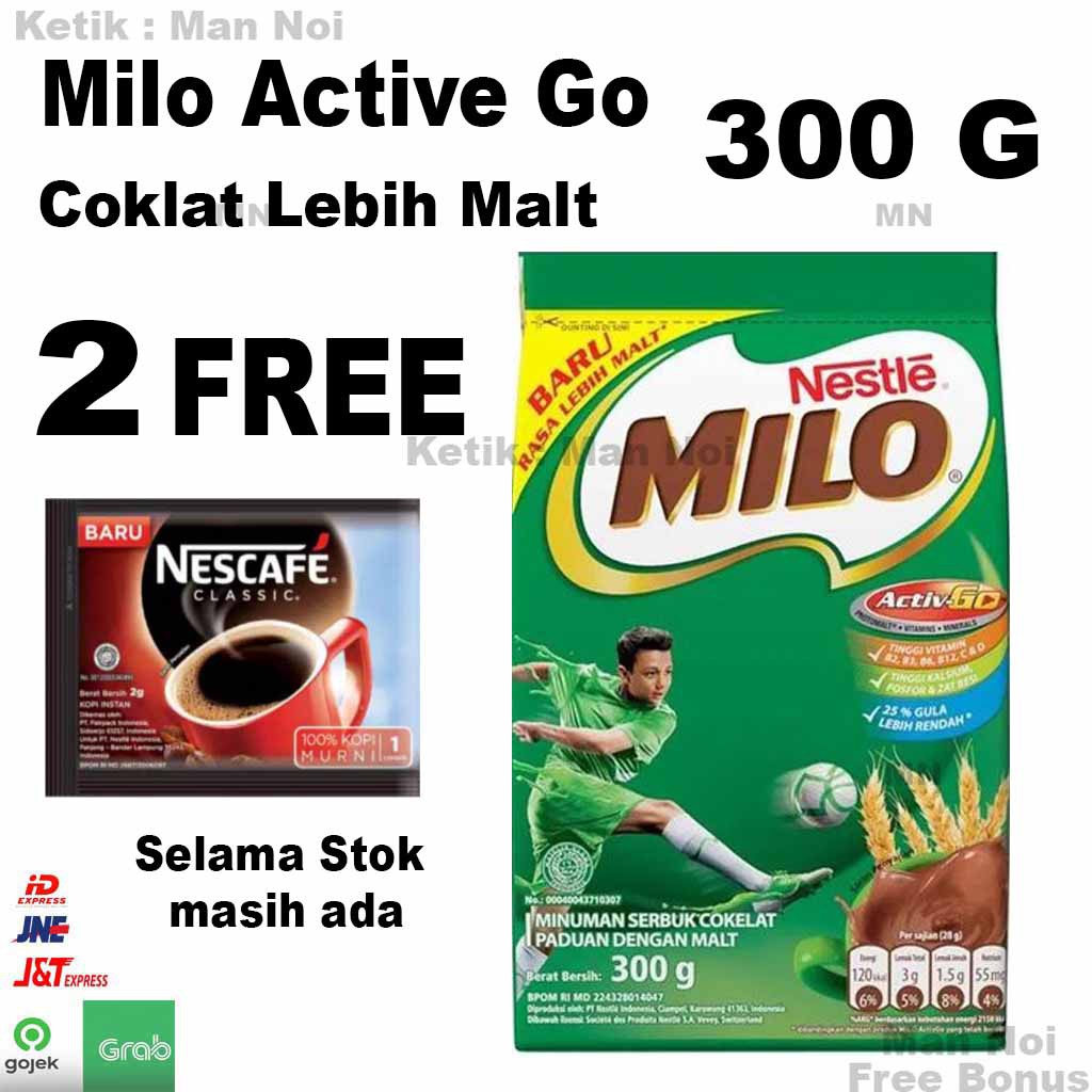 

MILO ACTIV-GO Minuman Cokelat Berenergi Pouch 300g.FREE BONUS.Man Noi.Tangerang.