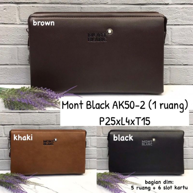 Mont Blanc ak50-2 tas cowok pria kulit clutch