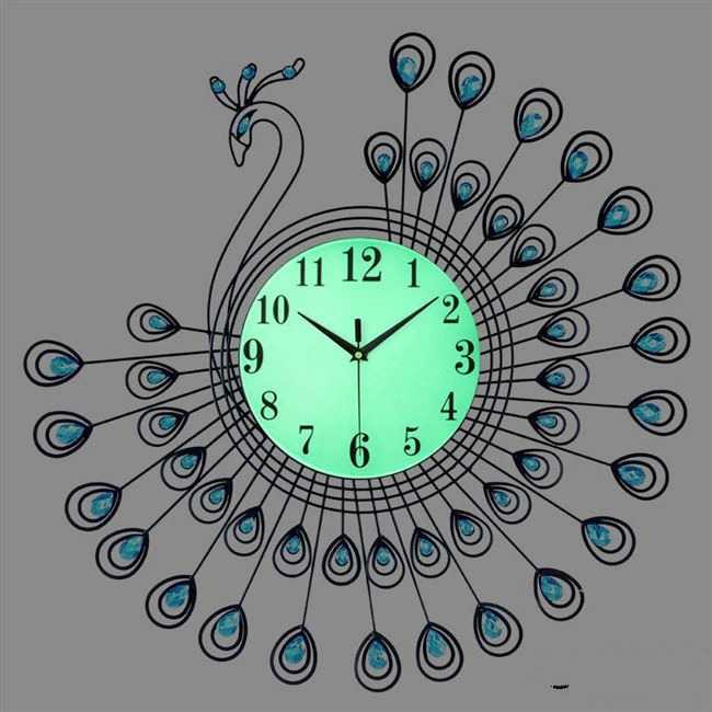 (BISA COD) RVOSTR  Jam Dinding Bulat Quartz Clock Diamond Peacock 53CM - H19