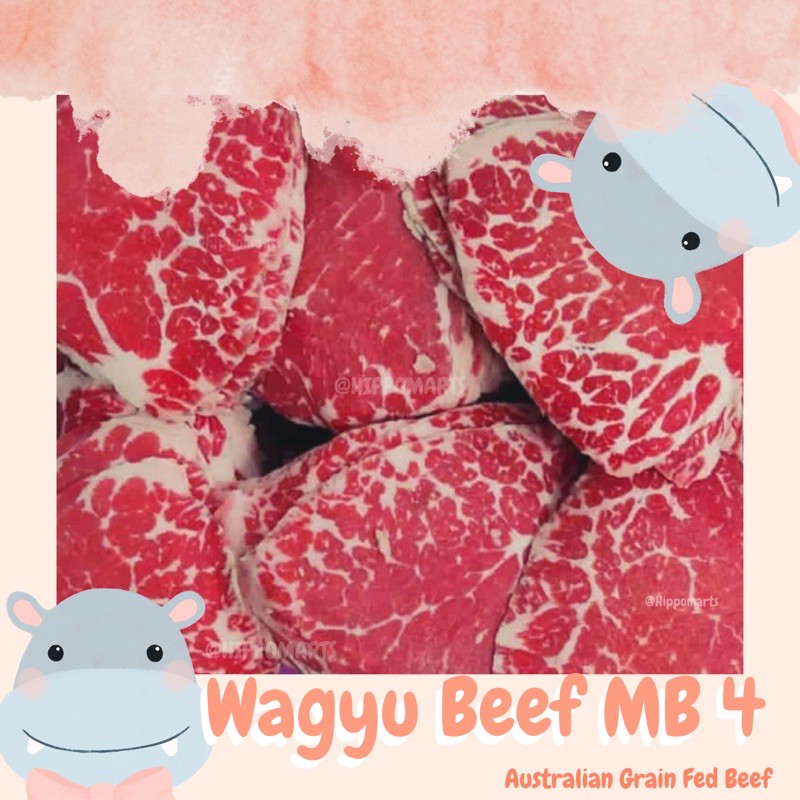 Beef Slice Wagyu Marble 4 Grain-Fed Australian Beef HALAL ( For BBQ with ShortPlate , Saikoro )