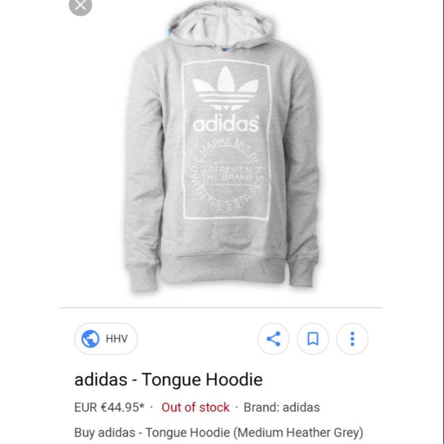 Hoodie Adidas Trefoil Tongue Logo - Light Grey