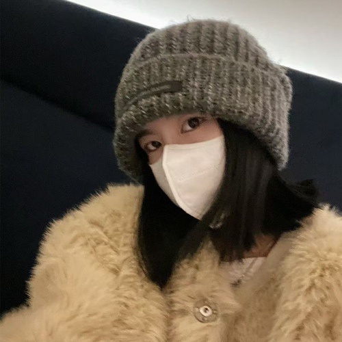 Topi Rajut Bahan Wol Tebal Hangat Warna Solid Gaya Korea Untuk Wanita-7 Kelabu