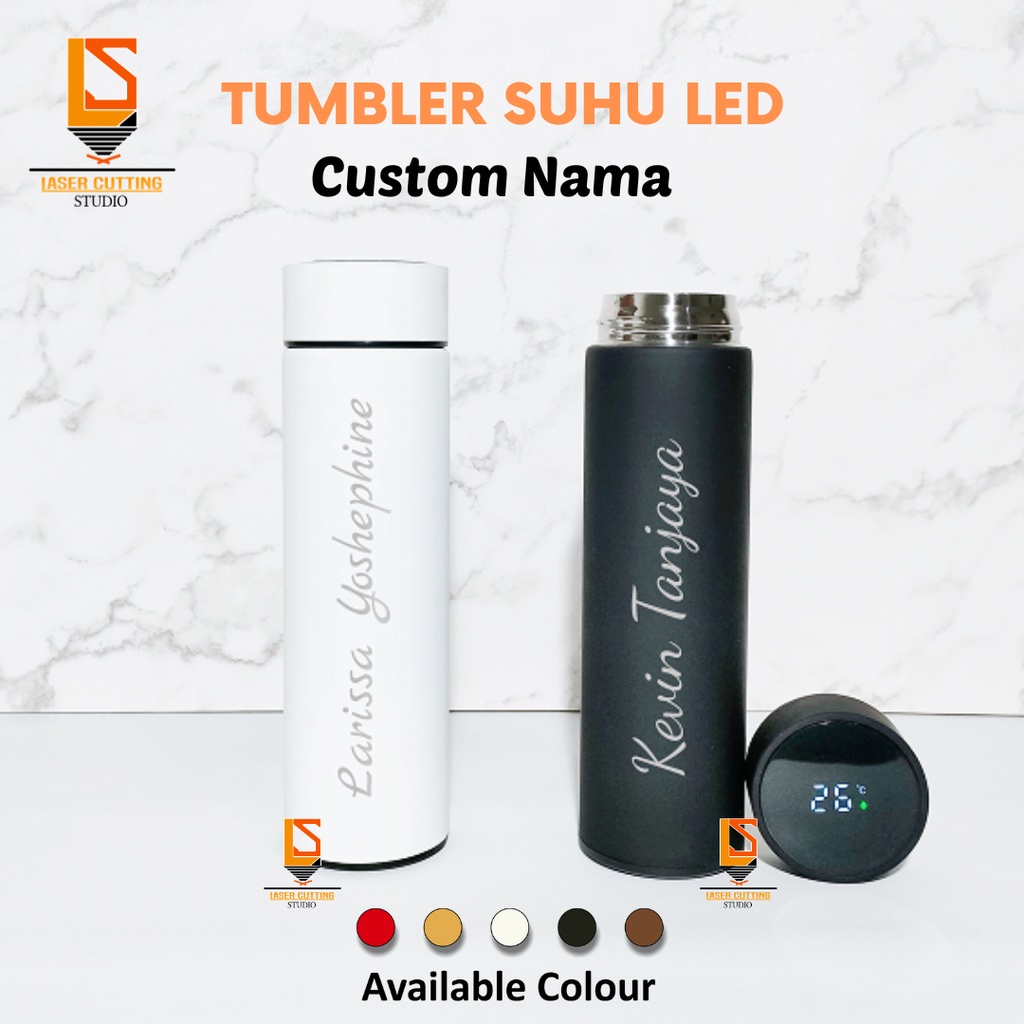 Jual Tumbler Custom Grafir Nama Led Tumbler Dengan Pengukur Suhu Cetak Grafir Souvenir Promosi 8850