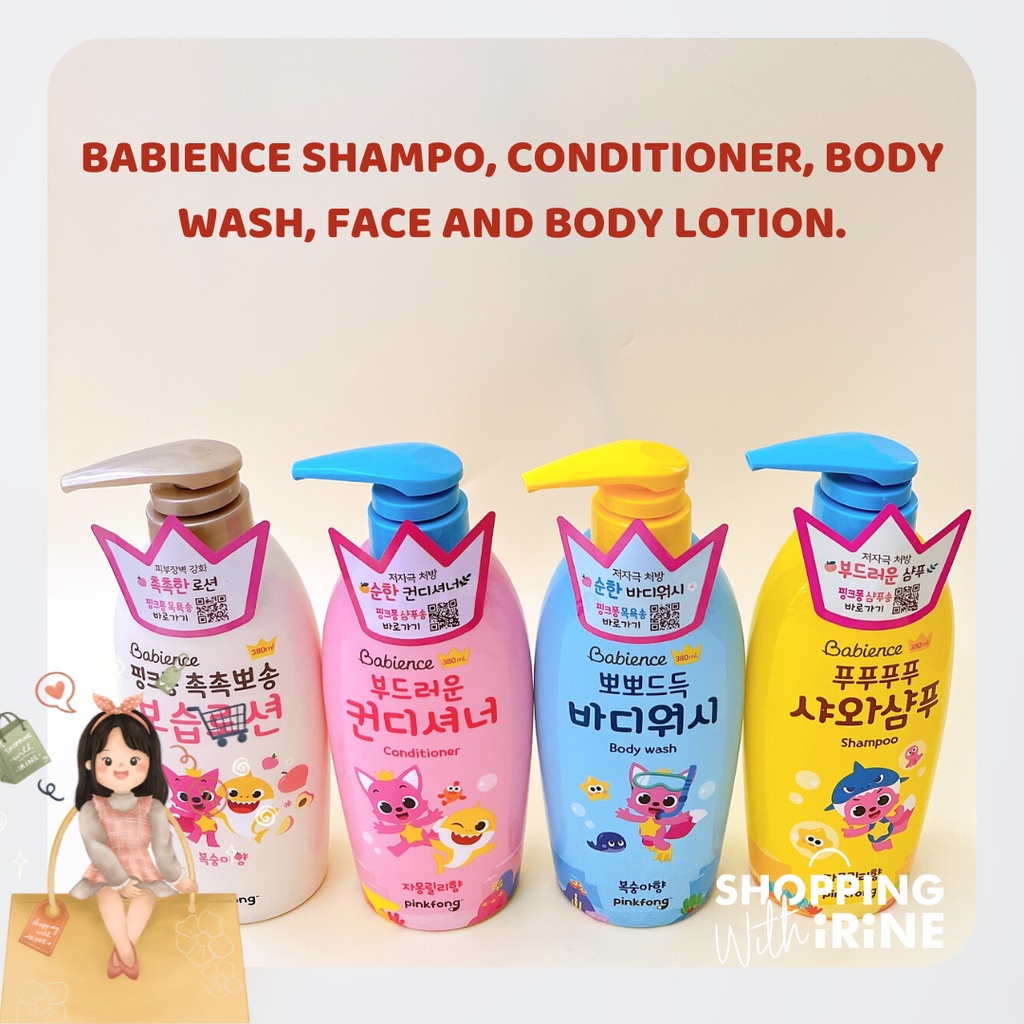 BABIENCE PINKFONG BODY WASH  -  SHAMPO -  CONDITIONER - LOTION 380 ML