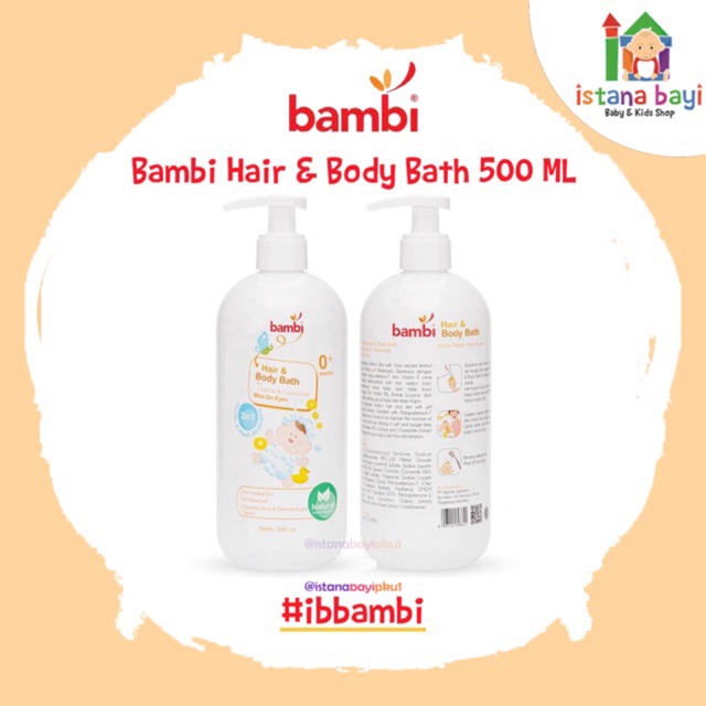 Bambi Baby Hair n Body Bath 2in1 Pump 500ml - Sabun Shampoo Bayi