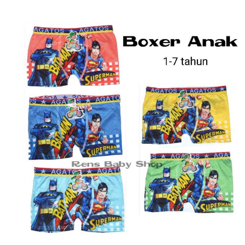 Celana Pendek Boxer Anak Laki-laki Agatos | CD Boxer Anak Cowok spiderman batman superman