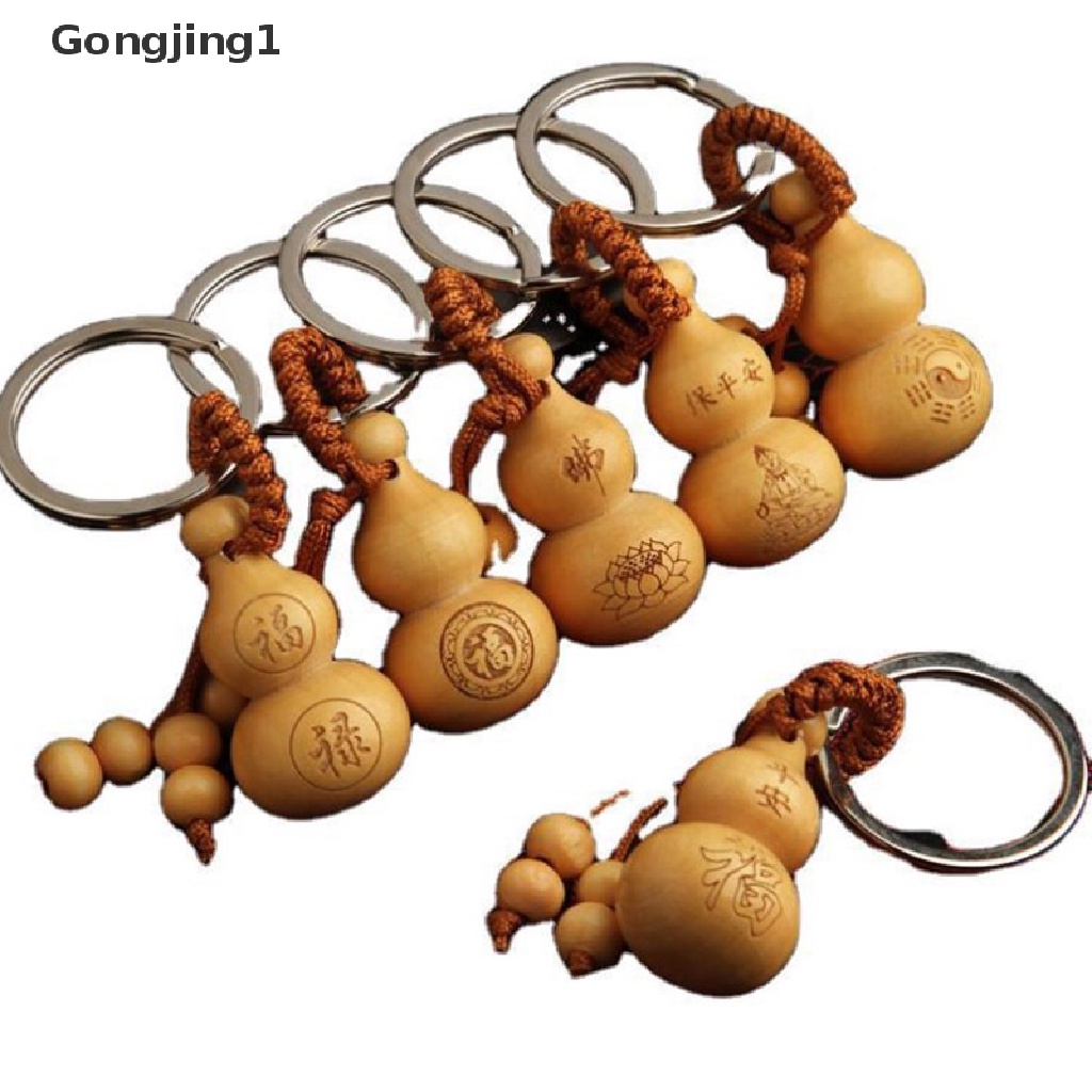 Gongjing1 1pc Gantungan Kunci Kayu Peach Mini Gaya Tradisional