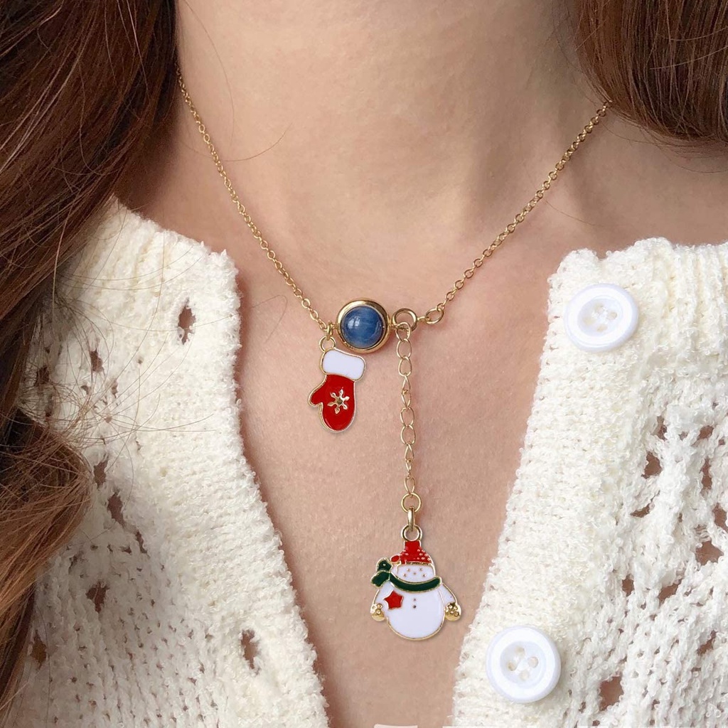 [Christmas Products] 1Set Mixed Christmas DIY Jewelry Bracelet Earrings Necklace Enamel Pendants Ornament