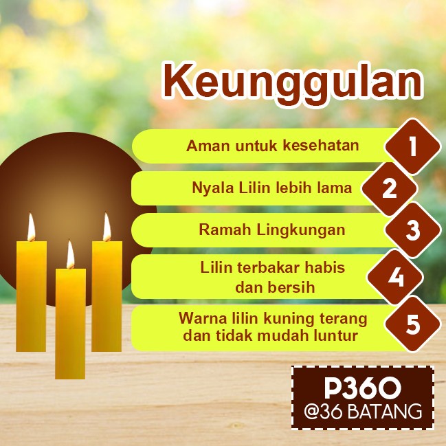 Lilin Batang Sembahyang Sukhavati P360 Kuning