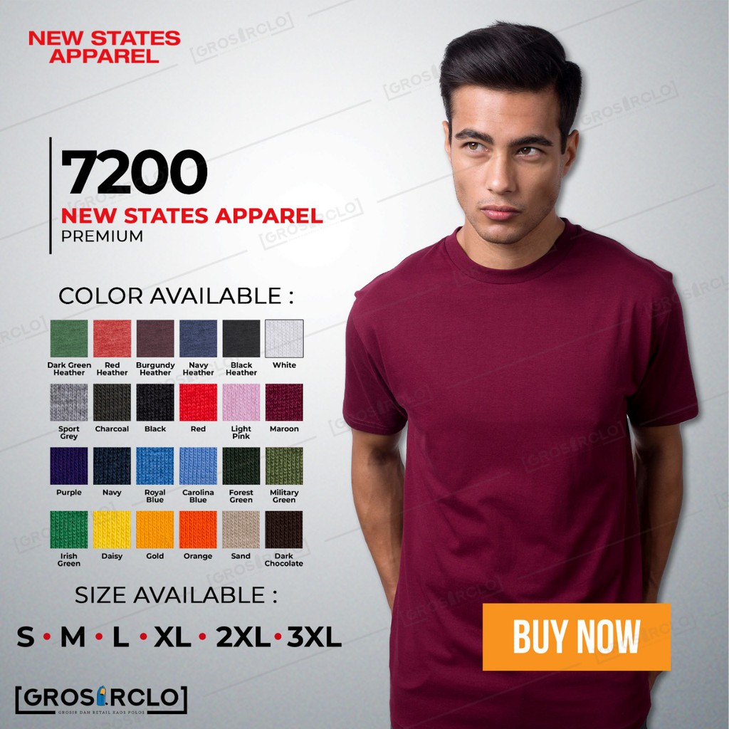  KAOS  POLOS NSA New  States Apparel Premium Cotton 7200 